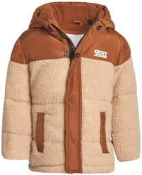 DKNY Toddler Boys Jacket - Heavyweight Polar Fleece Lined Sherpa Layette Bubble Puffer Jacket - Infant Winter Jacket (12M-4T) Size 4T Timber