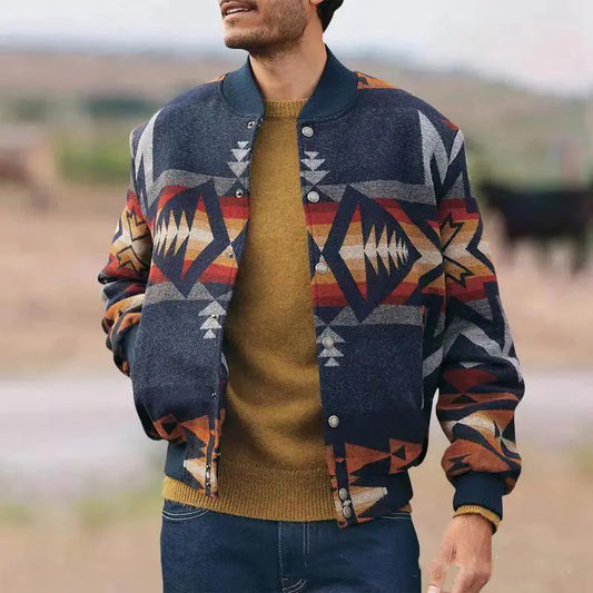 GeoPattern Collar Cardigan Jacket